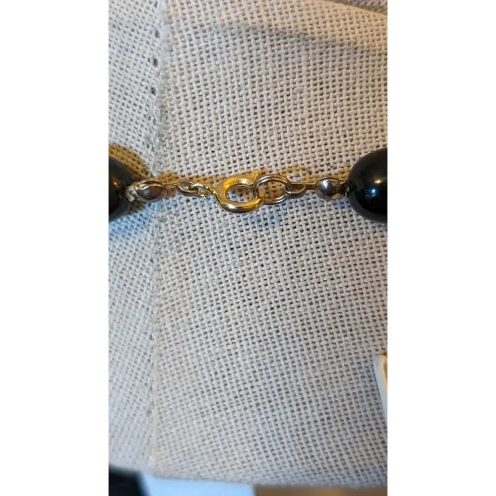 Two Black/Gold & Painted Beaded Vintage 24